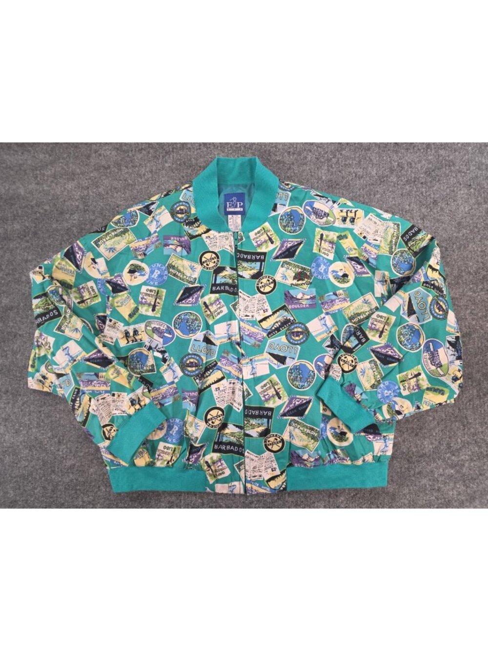EP Pro Postcard Golf Zip Jacket Size XL Aqua Athleisure Preppy Barbados Maui